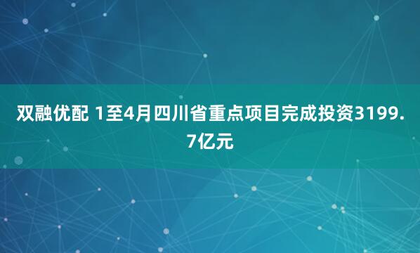 双融优配 1至4月四川省重点项目完成投资3199.7亿元